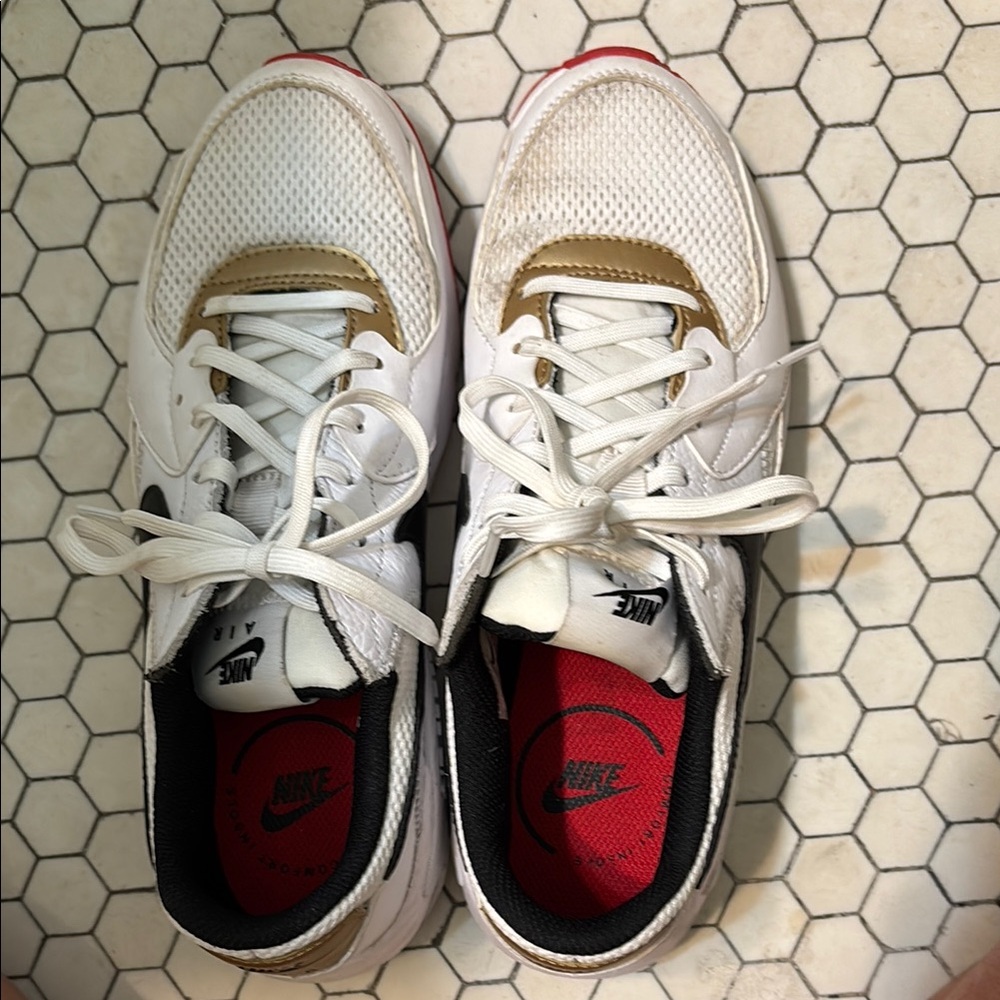 Nike White and Gold Athletic Shoes